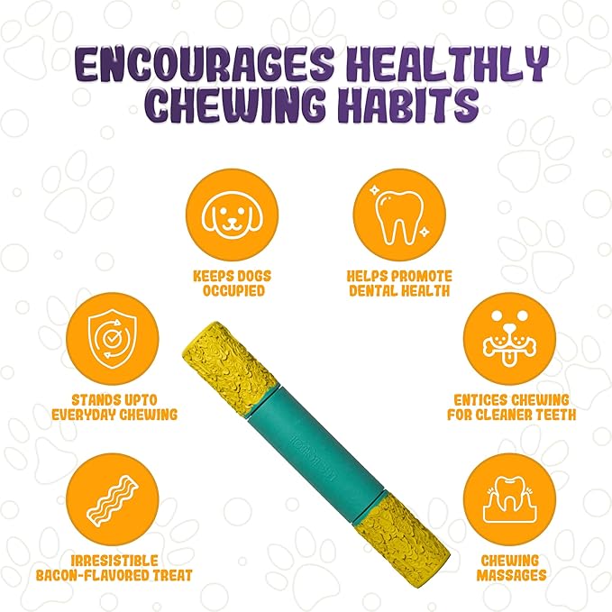 Indestructible Dog Chew Toy – Tough Rubber Stick for Aggressive Chewers, Safe & Treat-Fillable, Teething Toy for Large Breed & Puppies