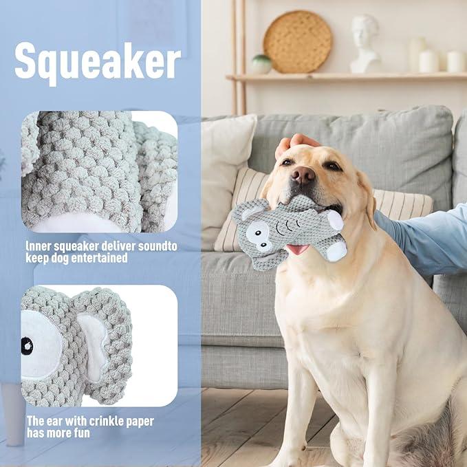 Bzonsmart Dog Toys, Squeaky Plush Dog Toy for Puppy Small Medium Dogs, Cute Soft Stuffed Puppy Toys for Teeth Cleaning and Boredom