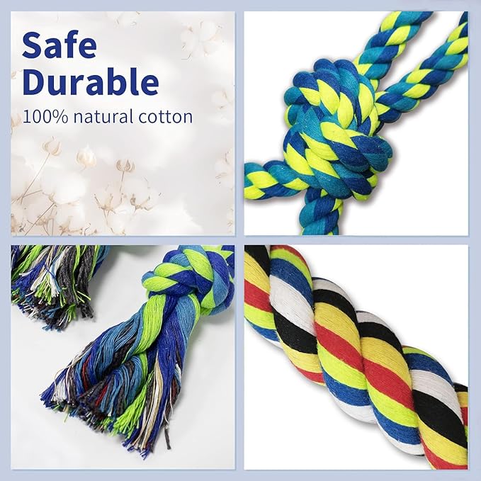 2 Pack Heavy Duty Dog Rope Toys for Medium to Large Breed Aggressive Chewers, Nearly Indestructible Chew Tug Rope, Interactive Toy for Boredom Teeth Cleaning