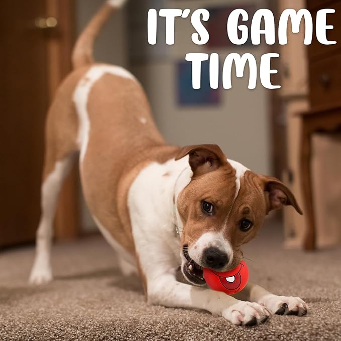 4 Pack 2.8" Smiley Face Squeaky Dog Toys Soft Dog Balls Latex Rubber Squeak Dog Toys for Small Medium Puppy Pet Dogs (Emoji)