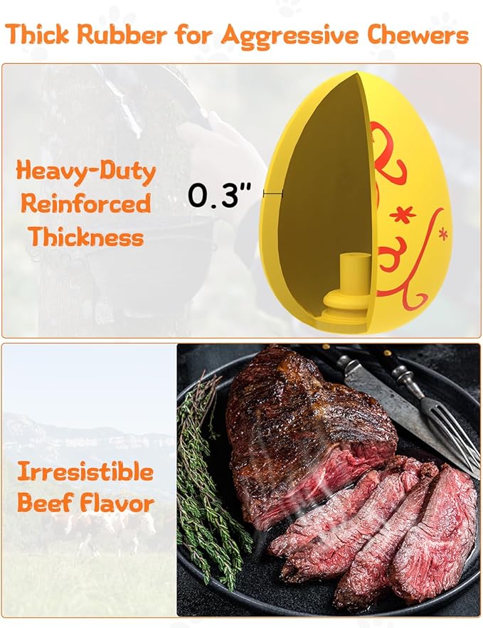 SCHITEC Squeaky Dog Toys for Aggressive Chewers, Tough Rubber Bouncy Balls for Boredom, Durable Pet Chew Toy Ball for Large Medium Breed Dogs (2.8 * 3.7inch)