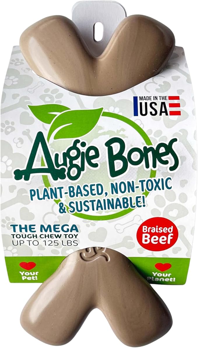 Non-Toxic Dog Toys - Sustainable Beef Flavored Dog Chew Toys for Aggressive Chewers - Plant-Based Bioplastic Pet Toys - Made in The USA (Mega)