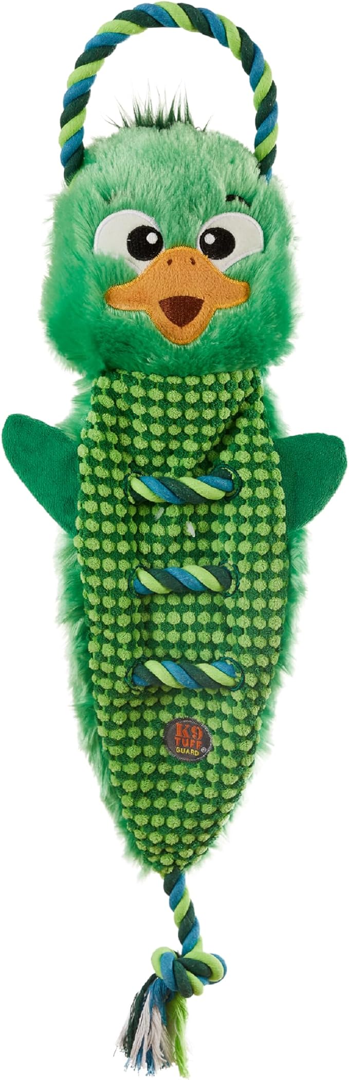 Outward Hound Ropiez Rope Interactive Dog Tug Toy for Tugging Squeaky Fun, 23.6 Inch Mallard, Green, Large