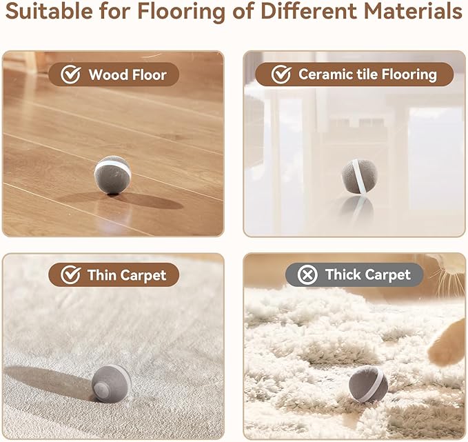 Cheerble Interactive Cat Toys for Indoor Cats, Automatic Cat Ball Toy for Bored Indoor Cats, Electric Kitten Toys with Light, Moving Stimulating Cat Toys,Grey
