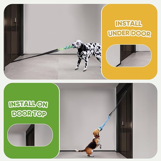 Dog Bungee Toy,Interactive Dog Tug of War Toys Set with Tether, Rope and Ball, Tree Hanging Toy with 2 Chew Ropes,Indoor Spring Pole Ropes,for Small/Medium Dogs