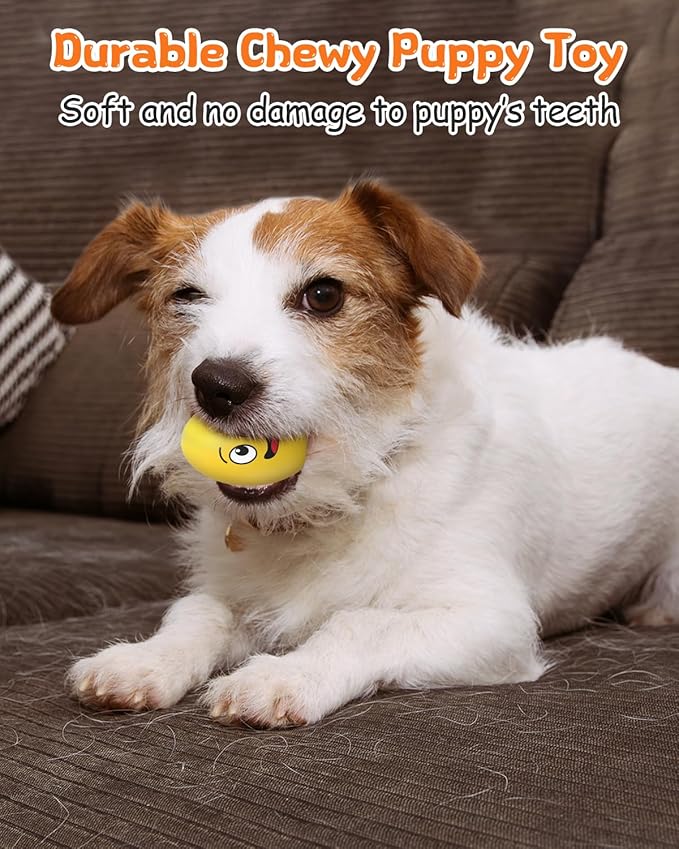 Squeaky Dog Toys, Soft Puppy Egg Balls, Funny Interactive Squeak Pet Chew Toy, [10 Pack] Fetch Play Balls Toy for Puppies Small Medium Breeds, 2.6"*1.8"