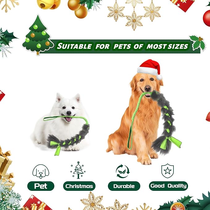 wodoca Christmas Dog Tug Toys Dog Rope Toys Pets Puppy Aggressive Chewers Toys Xmas Pet Gifts, Easy to GRAP Large Dogs Chew Toy Ideal for Training for Puppy, Middle Dogs Play Hand Made (Green)