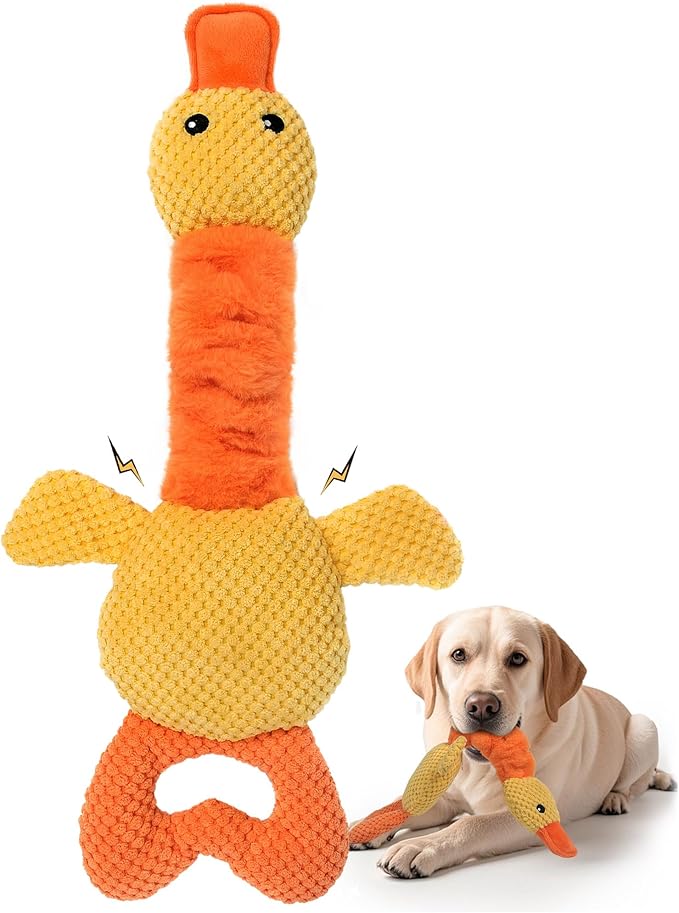 TwoEar Duck Dog Toy Dog Squeaky Toys with Crinkle Paper, Interactive Dog Toys to Keep Them Busy, Stuffed Pet Toys for Dogs, Tug of War Dog Toy for Puppies, Small, Medium, and Large Dogs