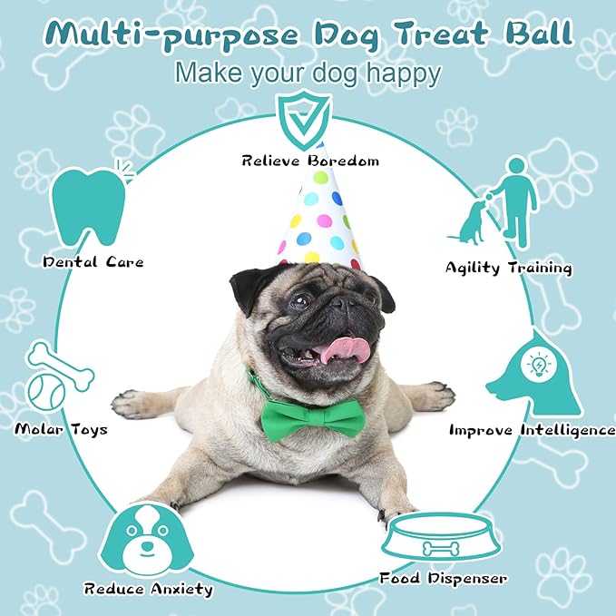 Interactive Dog Ball Treat Dispensing Dog Toys, Dog Puzzle Toys for Boredom to Keep Them Busy, Perfect for Fetch/Chewing/Training Treat Dispenser Toy for Medium/Large Dogs