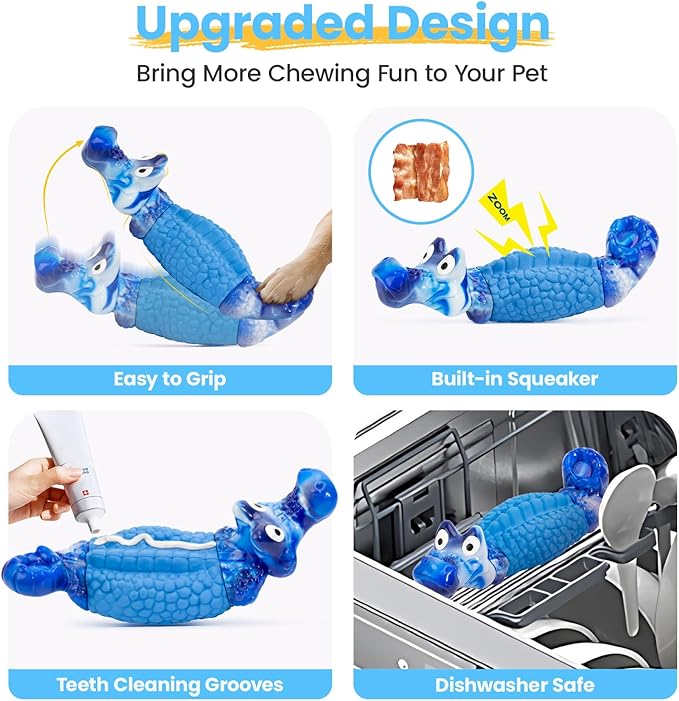 HGB Dog Chew Toys for Aggressive Chewers, Tough Dog Toy to Reduce Pet Anxiety and Boredom for Medium, Large Breed, Bacon Flavor