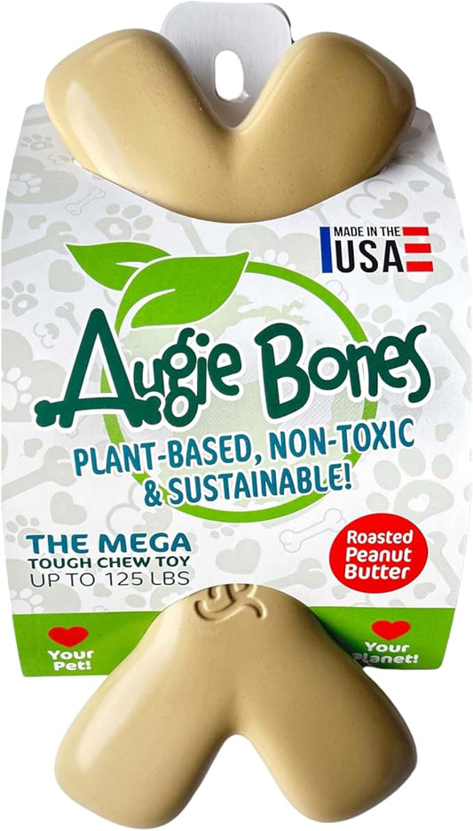 Non-Toxic Dog Toys - Sustainable Peanut Butter Flavored Dog Chew Toys for Aggressive Chewers - Plant-Based Bioplastic Pet Toys - Made in The USA (Mega)
