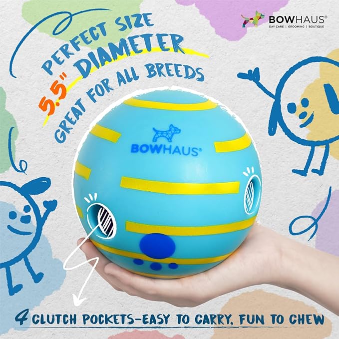 CAPHAUS Wobble Giggle Ball for Dogs, 5.5 Inch Durable Dog Exercise Toys, Non-Toxic Indestructible PVC Giggle Ball, Interactive Fun Squeaky Chew Toy for Indoor Outdoor Play