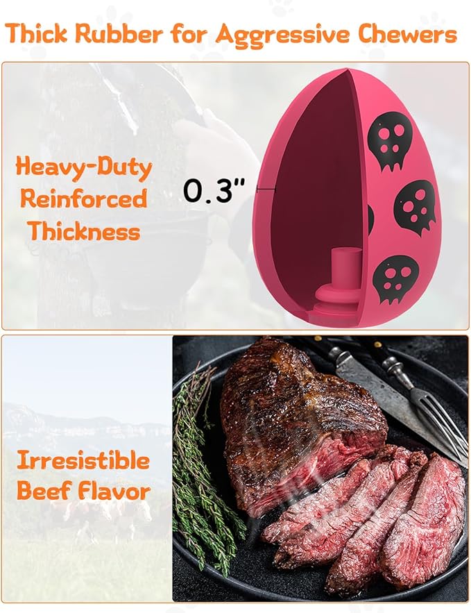 SCHITEC Squeaky Dog Toys for Aggressive Chewers, Tough Rubber Bouncy Balls for Boredom, Durable Pet Chew Toy Ball for Large Medium Breed Dogs (2.8 * 3.7inch)