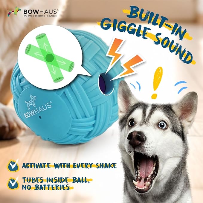 CAPHAUS Knitted Texture Wobble Giggle Ball, 5.5 Inch Durable Dog Exercise Toys, Non-Toxic Indestructible PVC Giggle Ball, Interactive Fun Squeaky Chew Toy for Indoor Outdoor Play