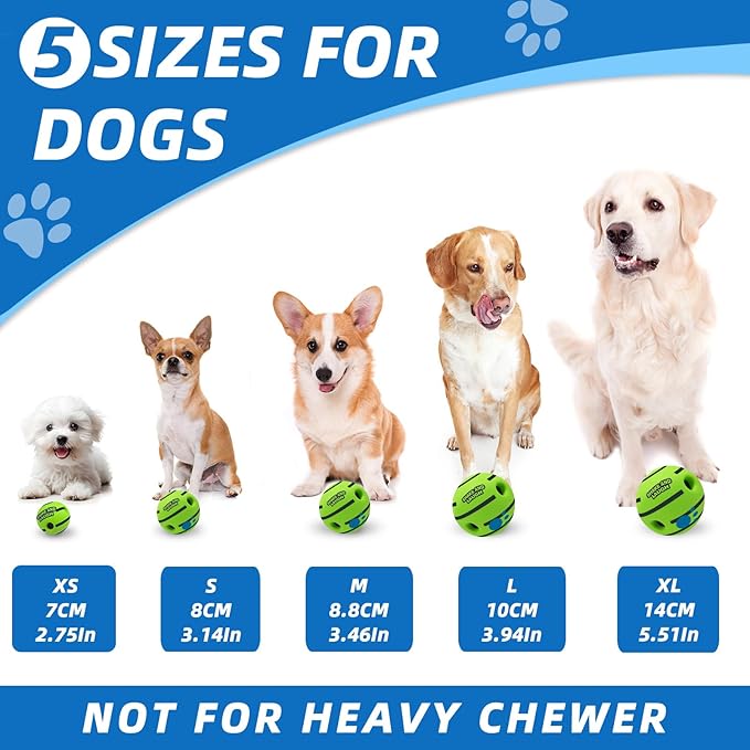 Dog Toys Ball, Interactive Dog Ball, Shaking with Gibbering Sound, for Training & Herding, XS, 2.75 in (7 cm)