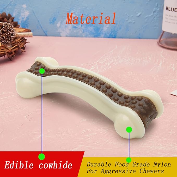 Dog Chew Toys for Aggressive Chewers Large Breed, 3 Pack Real Beef Flavor,Indestructible Dog Teething Chew Toys for Large/Medium/Small Puppies,Tough Pet Toy with Durable Nylon