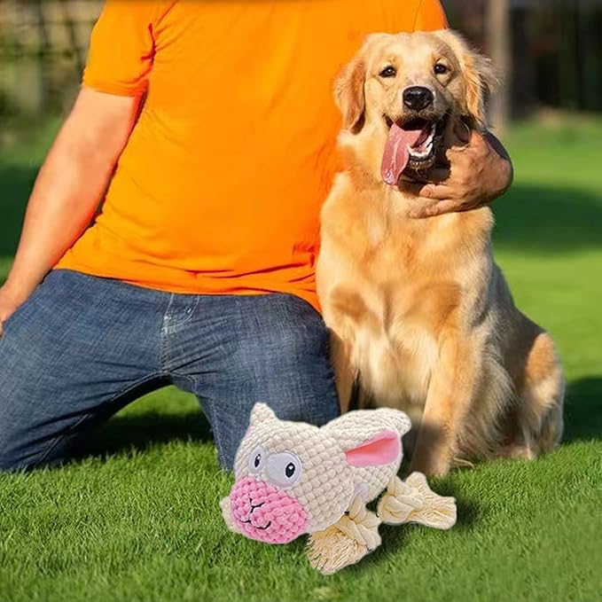 AIMETING Dog Toys, Durable Dog Chew Toys, Dog Squeak Toy with Fun Crinkle Paper, Plush Toys Suitable for Small, Medium, Large Dogs (Sheep)