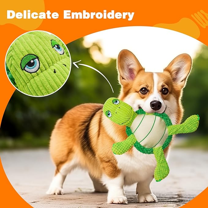 Squeaky Dog Toys, Cute Turtle Plush Toy for Dogs Indoor Play, Interactive Dog Toys with Non-Shedding Material for Small and Medium Dogs