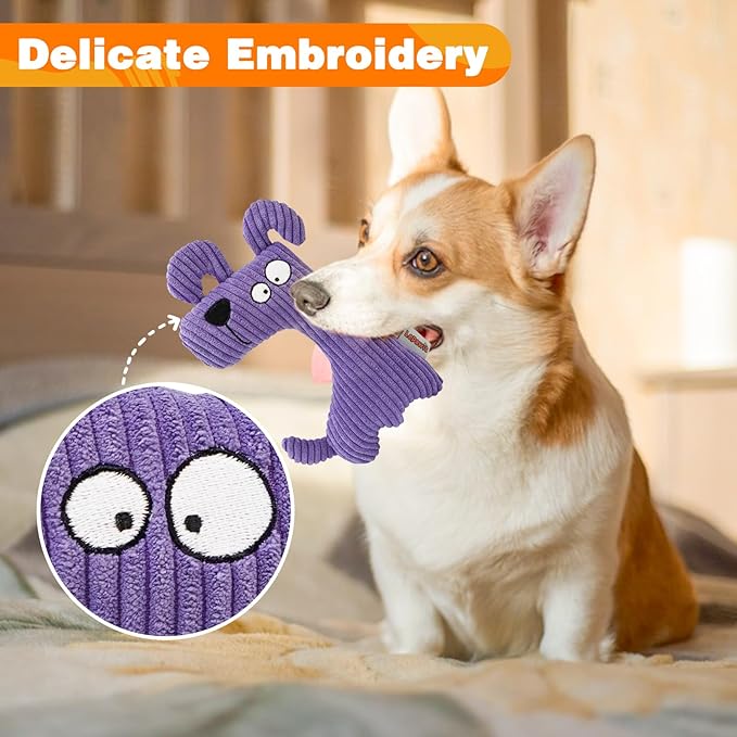 Squeaky Dog Toys, Cute Plush Toy for Dogs Indoor Play, Interactive Dog Toys with Non-Shedding Material for Small and Medium Dogs - 4pack, blue