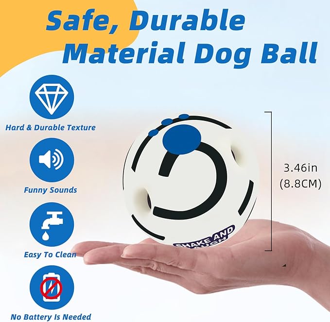 Glow in The Dark Dog Toys Ball, Interactive Dog Ball, Shaking with Gibbering Sound, M, 3.46 in (8.8 cm)