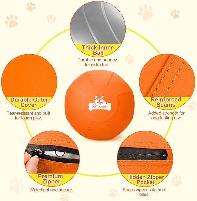 Herding Ball for Dogs 22 Inch - Dual-Layer Heavy Duty Herding Ball for Australian Shepherds, Border Collies & Cattle Dogs | Outdoor Herding Toy for Medium/Large Dogs-Backyard Training and Play-Orange