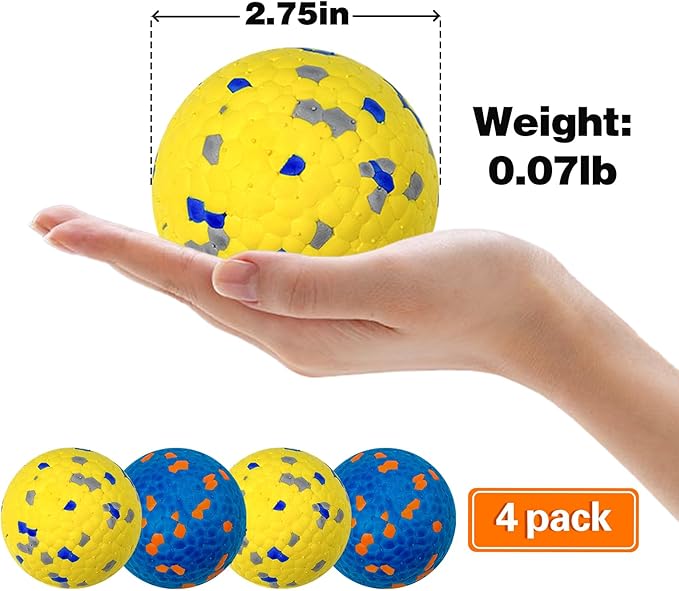 Indestructible Dog Ball Toy, Durable Dog Tennis Balls for Aggressive Chewers, High Bounce & Floating Balls for Dogs, Jolly Ball for Fetch in Yard, Beach & Pool(4 Pack)