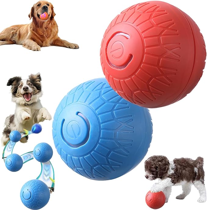 Smart Jumping Ball for Dogs, Smart Jumping Ball Dog Toy with Two Modes, Viral Shaky Toy for Dogs, Automatic Interactive Bouncing Balls with Rechargeable Battery Endless Playtime (Orange+Blue)