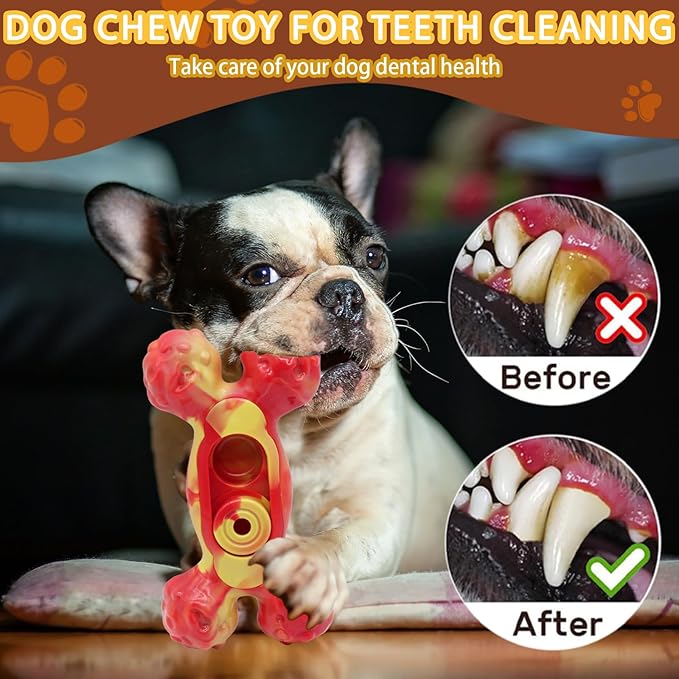 Dog Chew Toys for Aggressive Chewers, 1 Pack Indestructible Dog Toy for for Medium/Large Breed, Nylon Dog Toys to Keep Them Busy,Bacon Flavor (Orange)