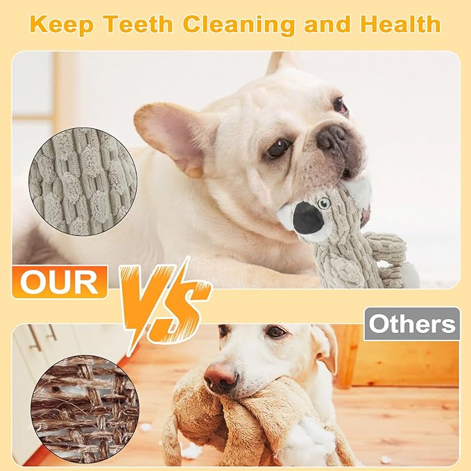 HDSMNGY Squeaky DogToys for Aggressive Chewers,Indestructible Dog Squeaky Toys with Crinkle Paper, Durable Teething Chew Toys for Medium and Large Breed