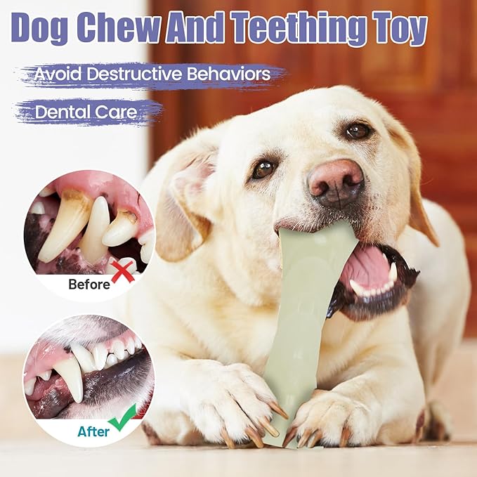 Glow in The Dark Dog Chew Toy, Rubber Dog Toys to Keep Them Busy, Interactive Treat Dispensing Puzzle Toy with Teeth Cleaning, Outdoor Fetch & Nighttime Play
