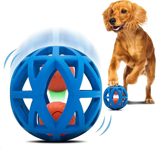 Interactive Dog Toy, Smart Jumping Bouncing Ball Inside Durable Rubber Shell, Automatic Moving Vibrating Ball for Medium/Large Dogs, Dog Enrichment Toy to Keep Them Busy (Blue & Orange)