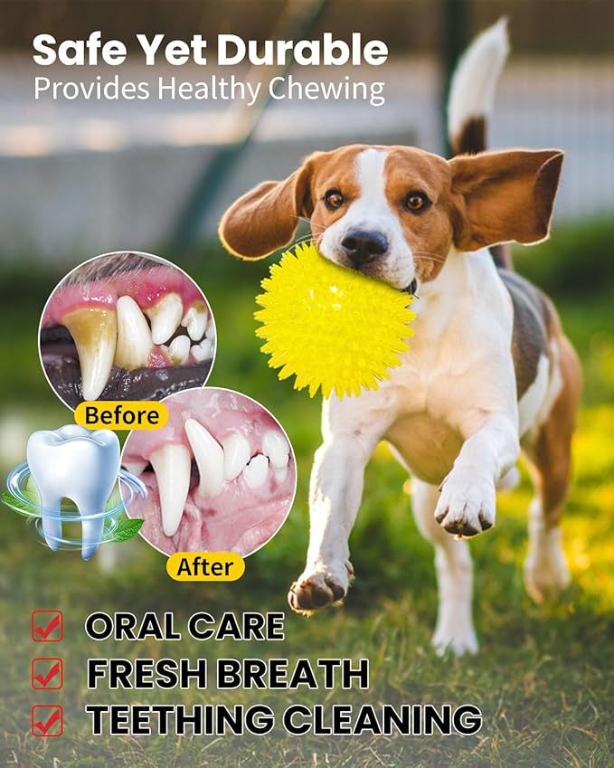 3.5" Light Up Squeaky Dog Balls,Led Dog Balls 6 Colors for Teething, BPA Free Non-Toxic,Spiky Dogs Ball Durable Toys for Aggressive Chewers Large Medium and Small Dogs Tennis Ball for Dogs