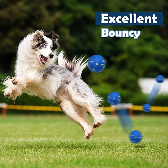2 Pack Dog Indestructible Tennis Balls for Dogs Durable Bouncy Balls for Aggressive Chewers Interactive Dog Toys for Water Toy Fetch(White,Blue)