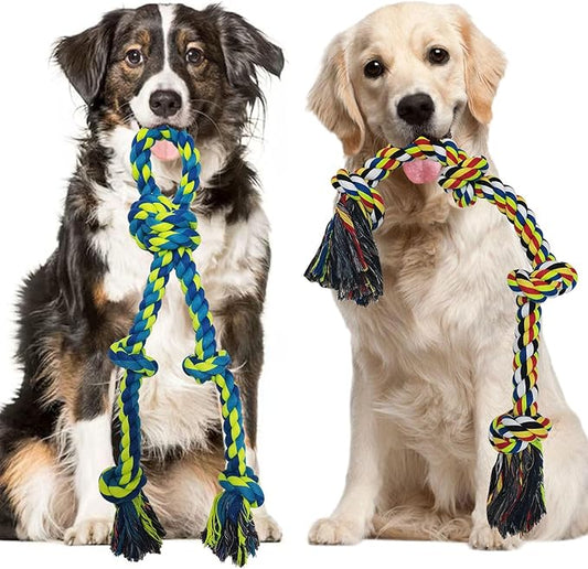 2 Pack Heavy Duty Dog Rope Toys for Medium to Large Breed Aggressive Chewers, Nearly Indestructible Chew Tug Rope, Interactive Toy for Boredom Teeth Cleaning
