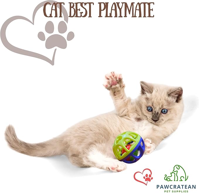 Large Cat Ball Toy with Bell - Durable, Self-Entertainment, Colorful Indoor Exercise (Yellow & Purple)