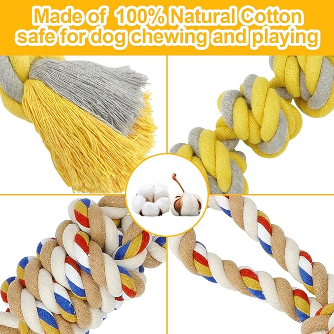 ETACCU Dog Rope Toys for Large Dogs, 2 Pack 22 Inch Heavy Duty Dog Rope Toys for Aggressive Chewers, 100% Cotton Toy for Medium to Large Breed, Indestructible Teeth Cleaning Tug of War Toy
