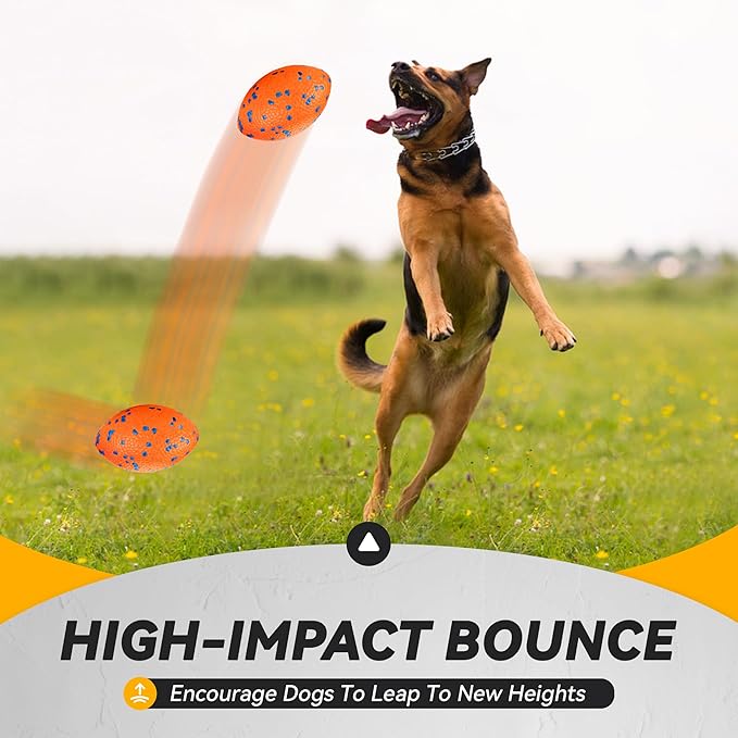 5.5 Inches Balls for Dogs, Durable Dog Football Toys for Aggressive Chewers, Large Rugby Balls, Floating Dog Toys for Water Fetch for Medium and Large Breed, Orange
