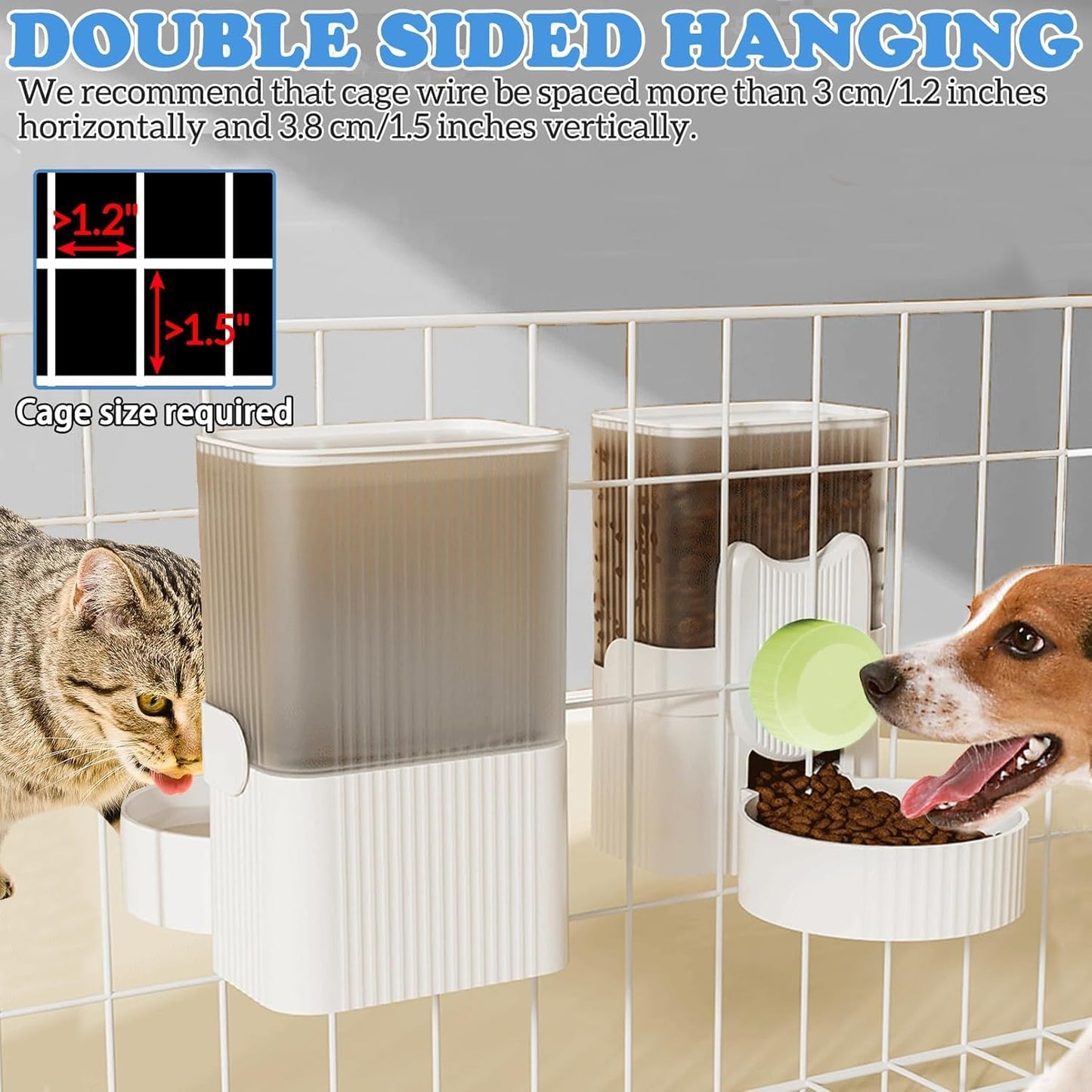 kathson Rabbit Gravity Auto Feeder Set 35oz Hanging Automatic Food Water Dispenser Cage Automatic Feeder Set for Rabbit Chinchilla Guinea Pig Hedgehog Ferret Kitty Puppy (Green)