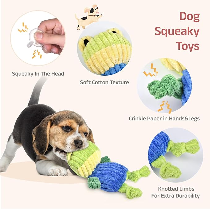 5pcs Dog Toys, Dog Chew Toys Tug of War Doggie Rope Toy, Tough Squeaky Toy for Small and Medium Breed for Teeth Cleaning