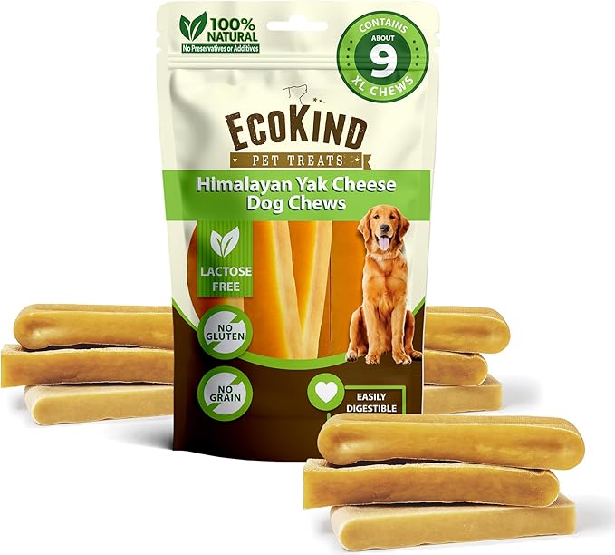 EcoKind Premium Gold Monster Yak Cheese Himalayan Dog Chew, Dog Treats Large Breed, All Natural, High Protein, for Aggressive Chewers, XL - 9+ Chews (3 Lbs)
