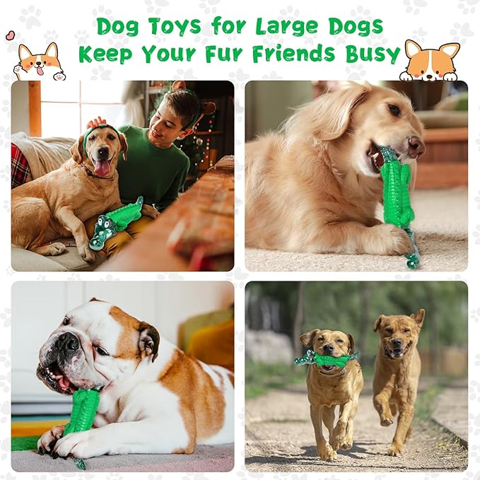 Dog Chew Toys for Aggressive Chewers -Tough Dog Toy to Reduce Pet Anxiety and Boredom for Small, Medium, Large Breed