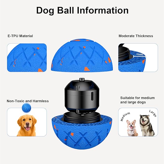 Smart Interactive Dog Toy, Automatic Moving, Bouncing and Stimulation, E-TPU Silent Foam Material, IP54 Waterproof Rating, Active Rolling,Bouncing Ball for Medium and Large Dogs,Dog Birthday