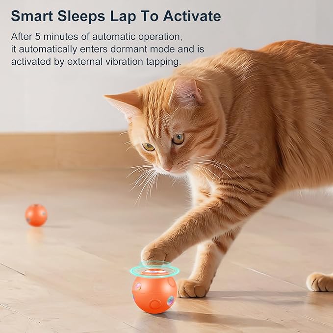 Interactive Dog Ball Toys, Automatic Moving Motorized Rolling Dog Balls, Automatic Bouncing Pet Toy Balls, USB Rechargeable Sporty Rolling Toys, Play Balls for Dogs to Play with(Orange)