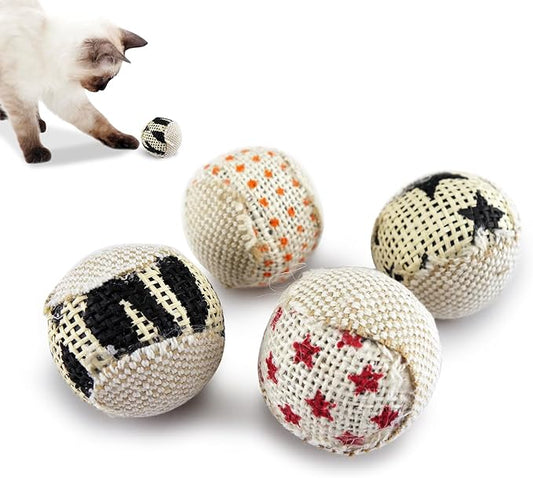TTcat Canvas Cat Toys Balls for Indoor Cats, Interactive Toys for Cat Kitty Kitten,4 Pack