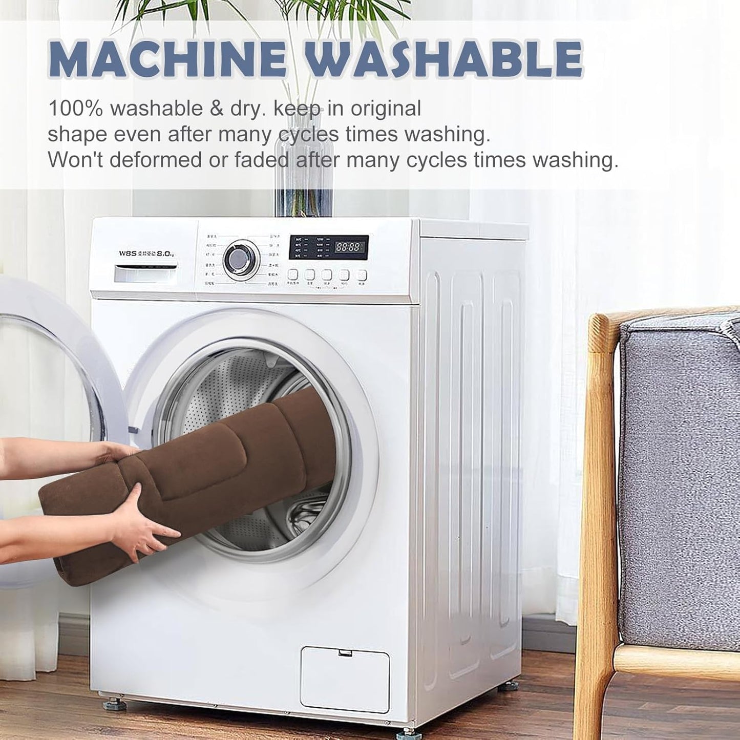 JoicyCo Soft Dog Bed Crate Pad Mat, 42 in Non-Slip Bottom Washable for Large Dogs, Pet Mattress Kennel Pad, Dark Brown