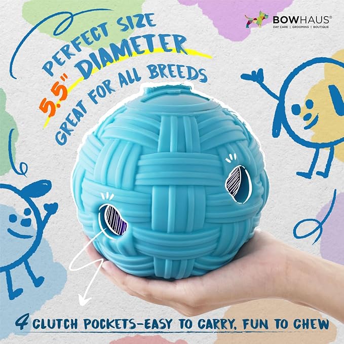 CAPHAUS Knitted Texture Wobble Giggle Ball for Dogs, 5.5 Inch Treat Dispensing Dog Exercise Toys, Non-Toxic Indestructible PVC Giggle Ball, Interactive Fun Squeaky Chew Toy for Indoor Outdoor Play