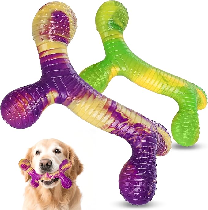 Dog Toys for Aggressive Chewers 2 Pack, Indestructible Dog Toys for Large Dogs, Tough Dogs Chew Toy to Keep Them Busy, Beef Flavored, Gifts for Large Medium Breed