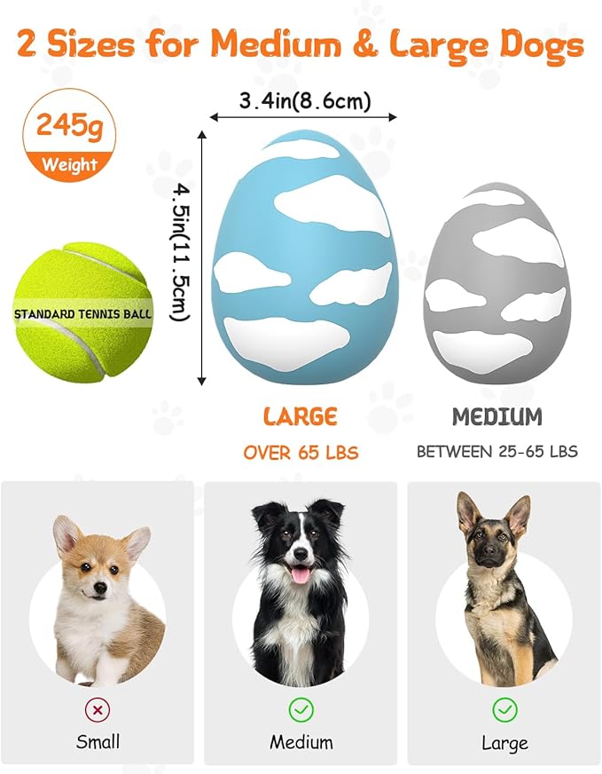 SCHITEC Squeaky Dog Toys for Aggressive Chewers, Tough Rubber Bouncy Balls for Boredom, Durable Pet Chew Toy Ball for Large Medium Breed Dogs (3.4 * 4.5inch)