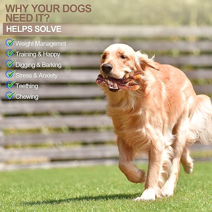 KXK Indestructible Dog Toys for Aggressive Chewers, Chew Toys for Large Medium Breed, Tough Dog Toys with Real Beef Flavor, Durable Nylon Teething Chew Toys for Large Medium Small