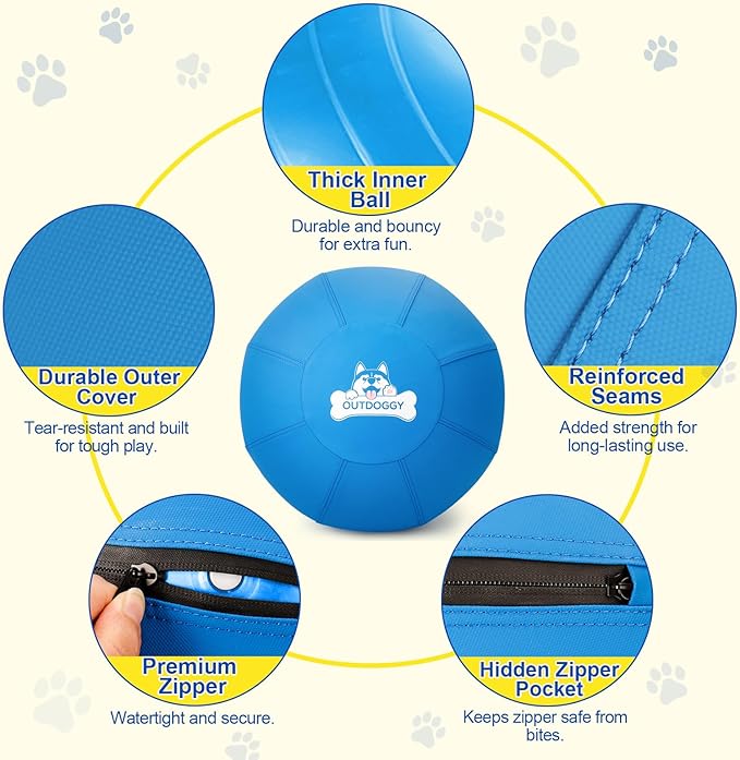 Herding Ball for Dogs 18 Inch - Dual-Layer Heavy Duty Herding Ball for Australian Shepherds, Border Collies & Corgis | Outdoor Herding Toy for Small/Medium Dogs - Backyard Chasing and Training - Blue